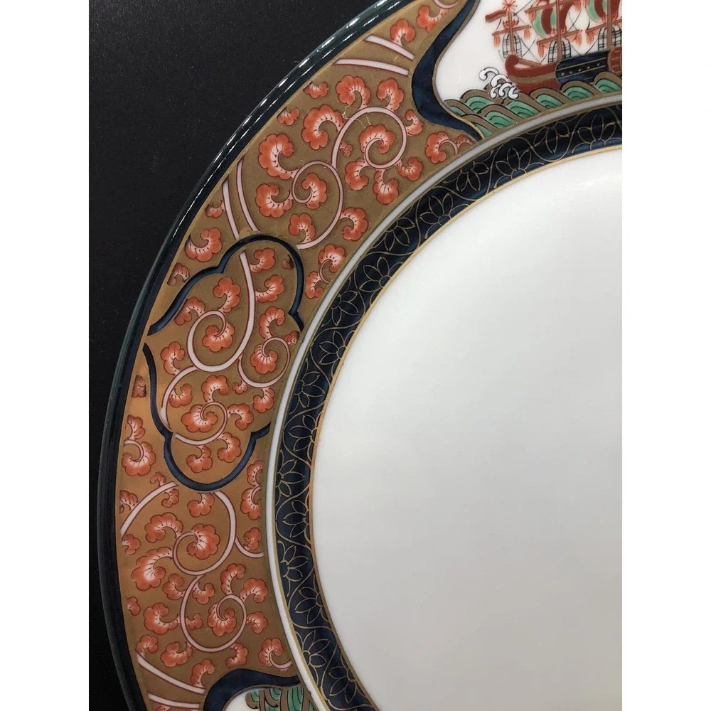 Arita Yamatoku Tableware Nishiki Nanban Ship Map Dinner Plate‎